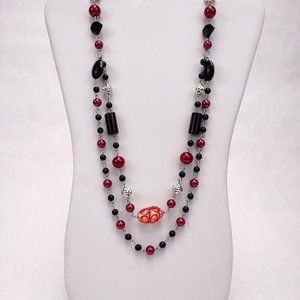 Vintage Red and Black Statement Necklace